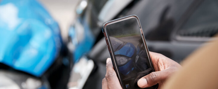 Person taking a photo of a car accident.