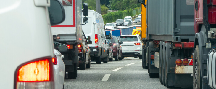 long traffic jam on the highway
